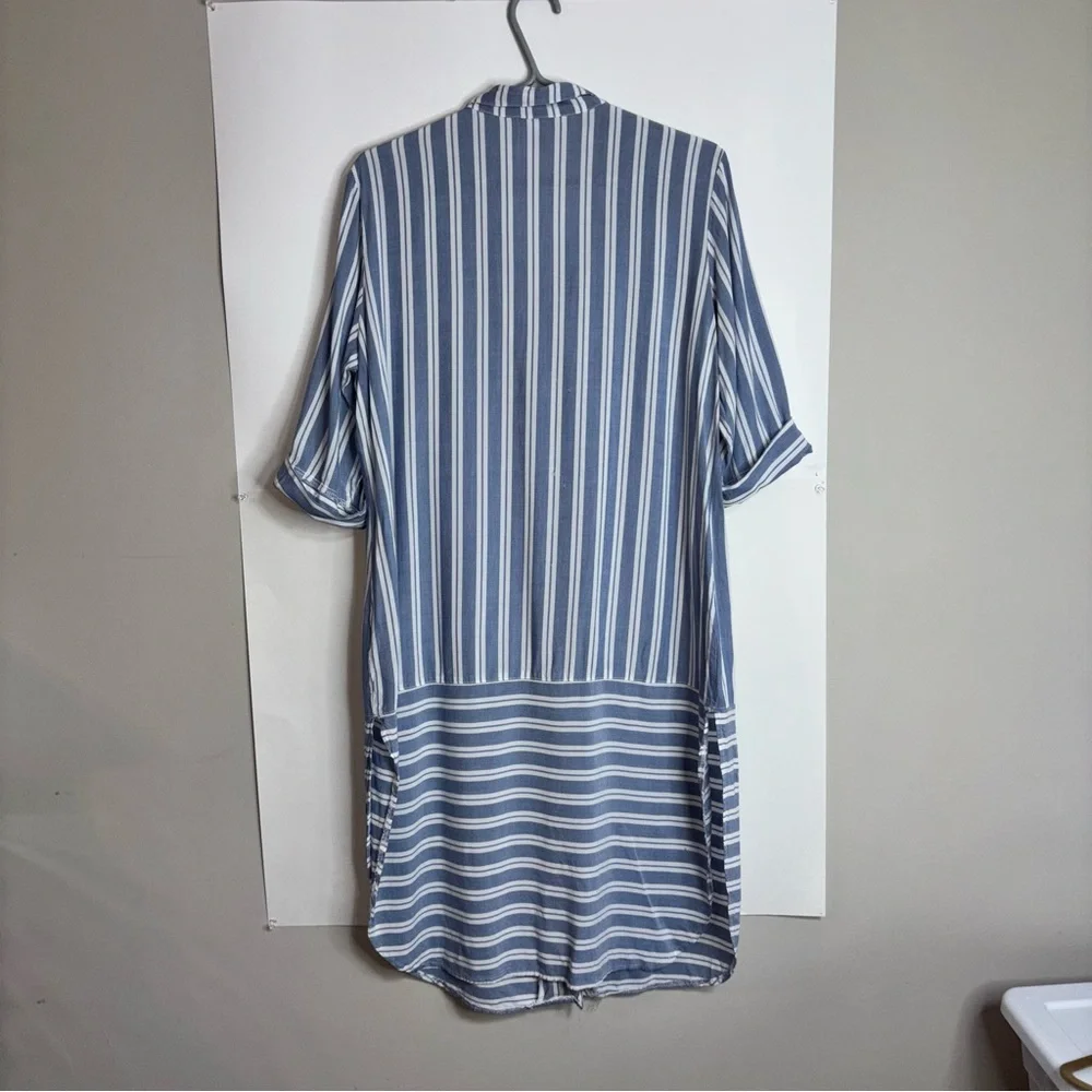 2/$30 Max Studio Sleepwear Women’s XL Blue White Striped Shirt Dress Buttons - Picture 10 of 10